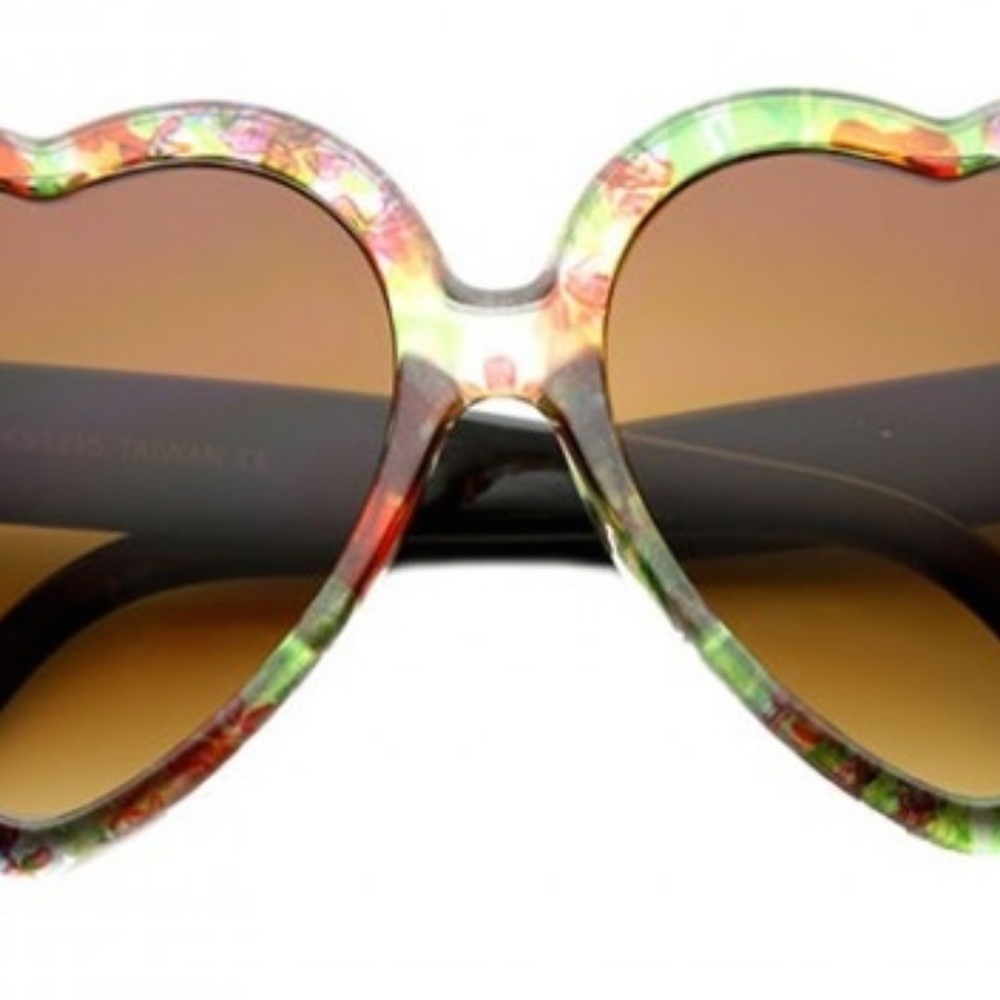KISS Floral Heart Sunglasses ClearRedGreenAMBER NW - Picture 2 of 2
